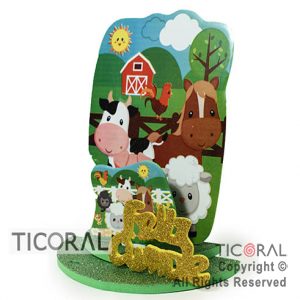 ADORNO ANIMALITOS DE GRANJA GOMA EVA FELIZ CUMPLEA�OS X1